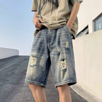 Tattered Jeans Shorts Blue