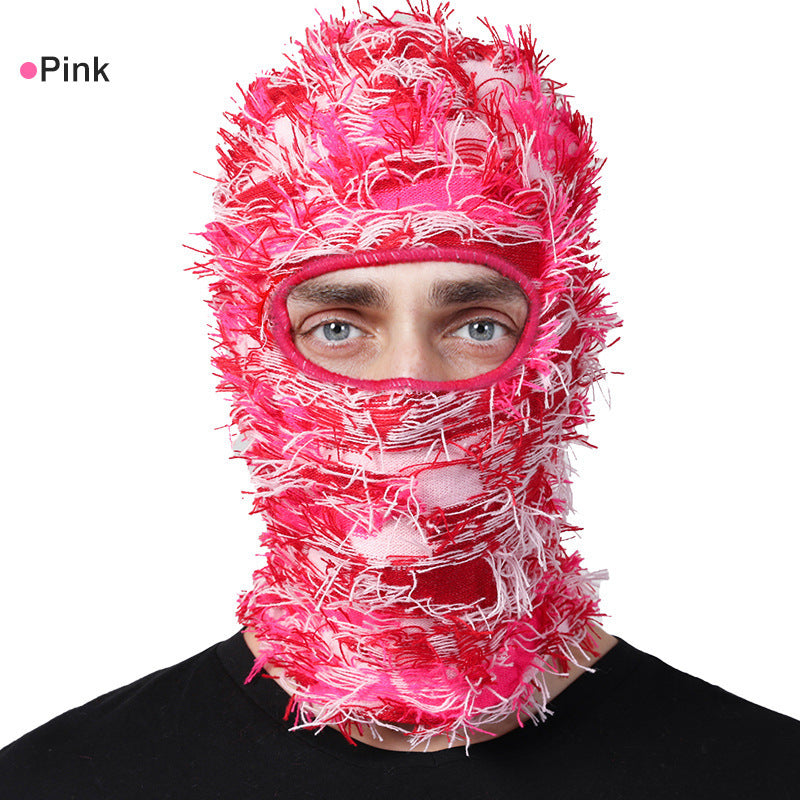Balaclava Men And Women Funny Acrylic Knitted Pink Free Size