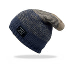 Mixed Color Plus Fluff Knitted Hat Beige Free Size