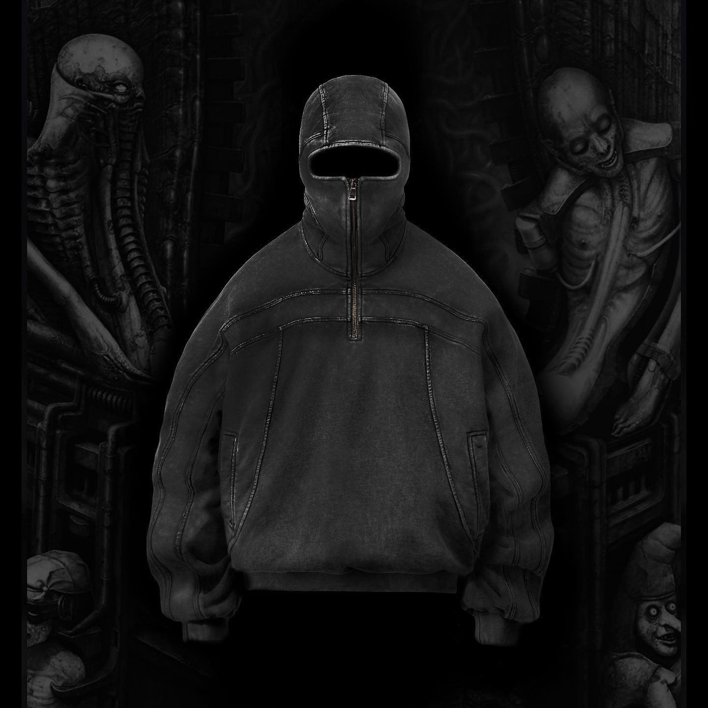Old Style Personality Street Zipper Sweater Black