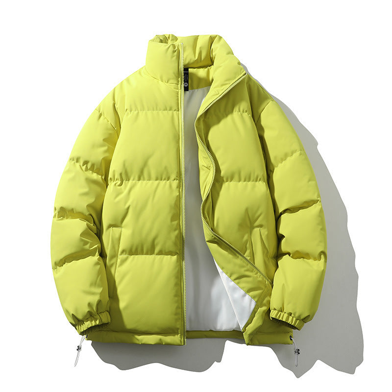 Men's Stand Collar Loose And Warm Down Coat Lemon Yellow