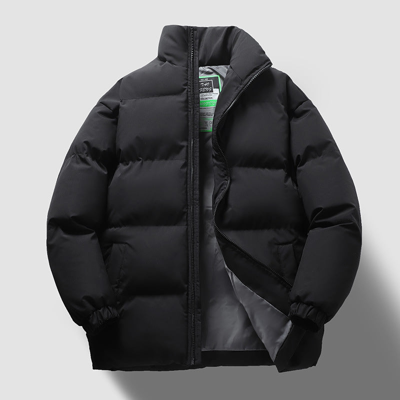 Cotton-padded Coat Thickened Couple Loose Down Jacket Black