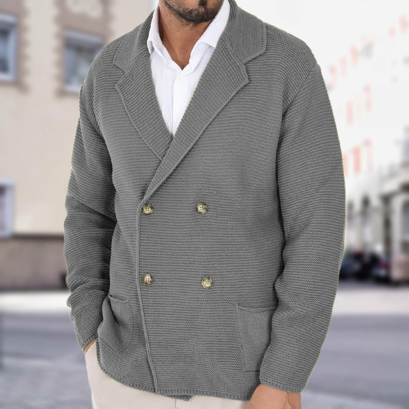 Cardigan Fallwinter Slim Lapel Double Breasted Sweater