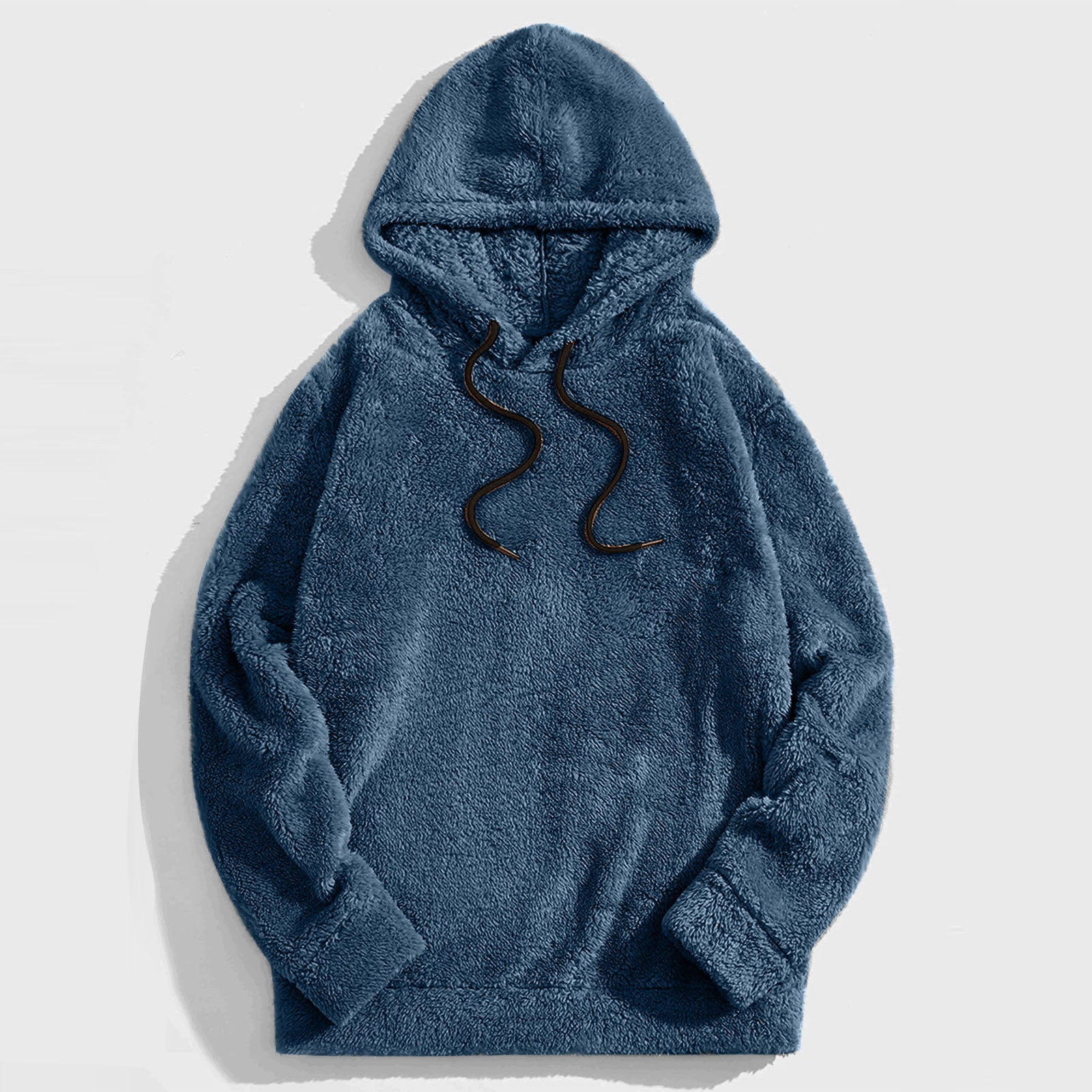 Thickening Double-sided Velvet Casual Loose Long-sleeved Hooded Sweater Dark Blue