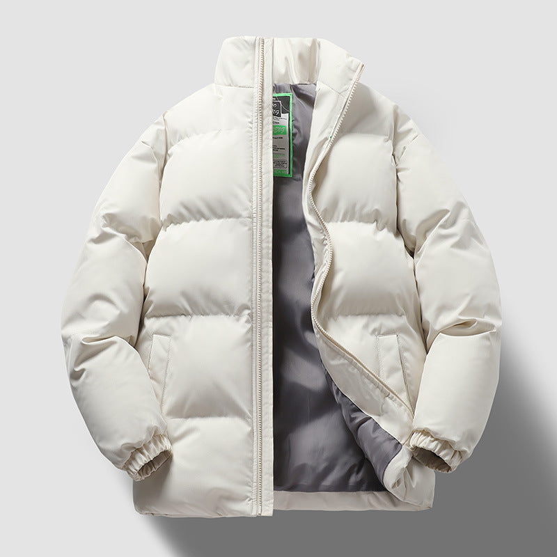 Cotton-padded Coat Thickened Couple Loose Down Jacket Light Khaki