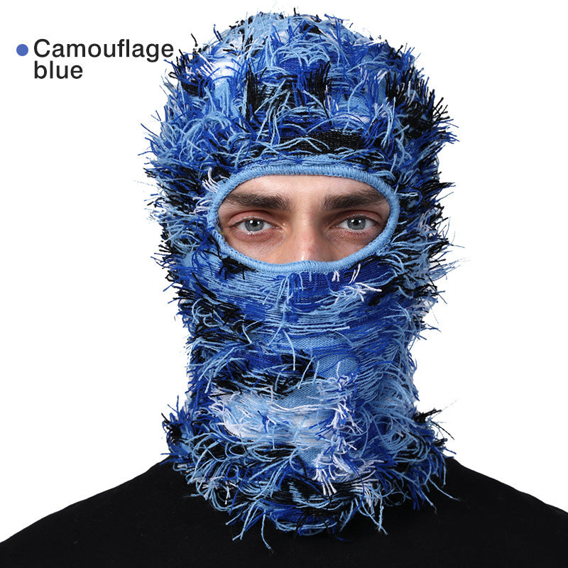 Balaclava Men And Women Funny Acrylic Knitted Camouflage Blue Free Size