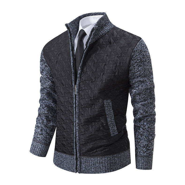 Sweater Jacket Men's Coat Stand-up Collar Slim Fit Casual Fashion Knitwear Dark Gray