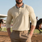 Long-sleeved Men's Polo Shirt Apricot
