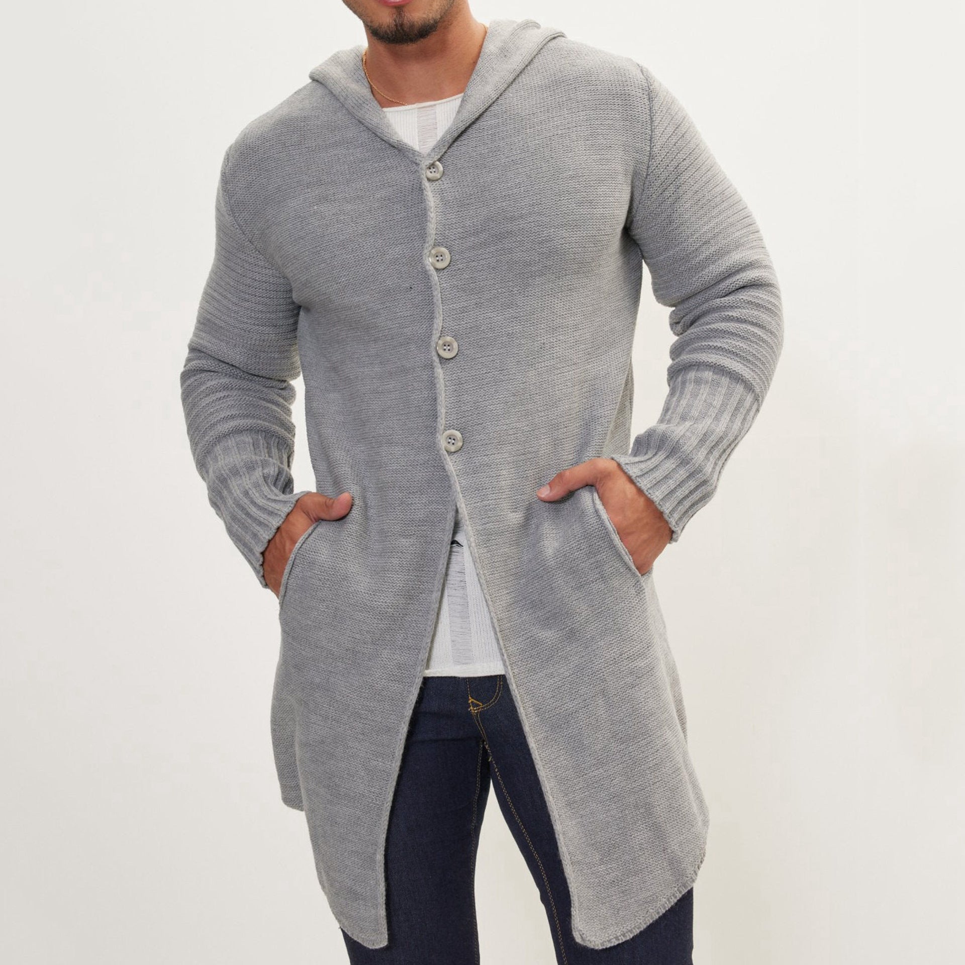 Mid-length Pocket Cardigan Sweater