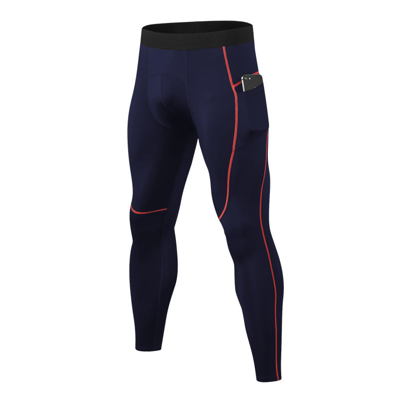 Fitness Training High Elastic Tight Trousers Navy Blue