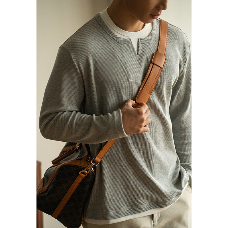 Three-dimensional Waffle Loose False Two Pieces Short Sweater Flower Gray