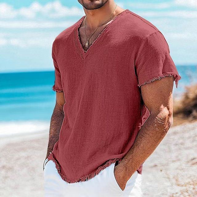 Solid Color Short Sleeve Red