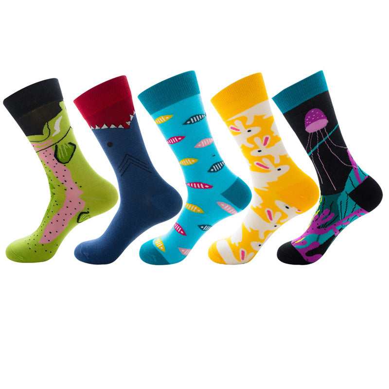 Men's Jacquard Socks D76 One size 5Pair