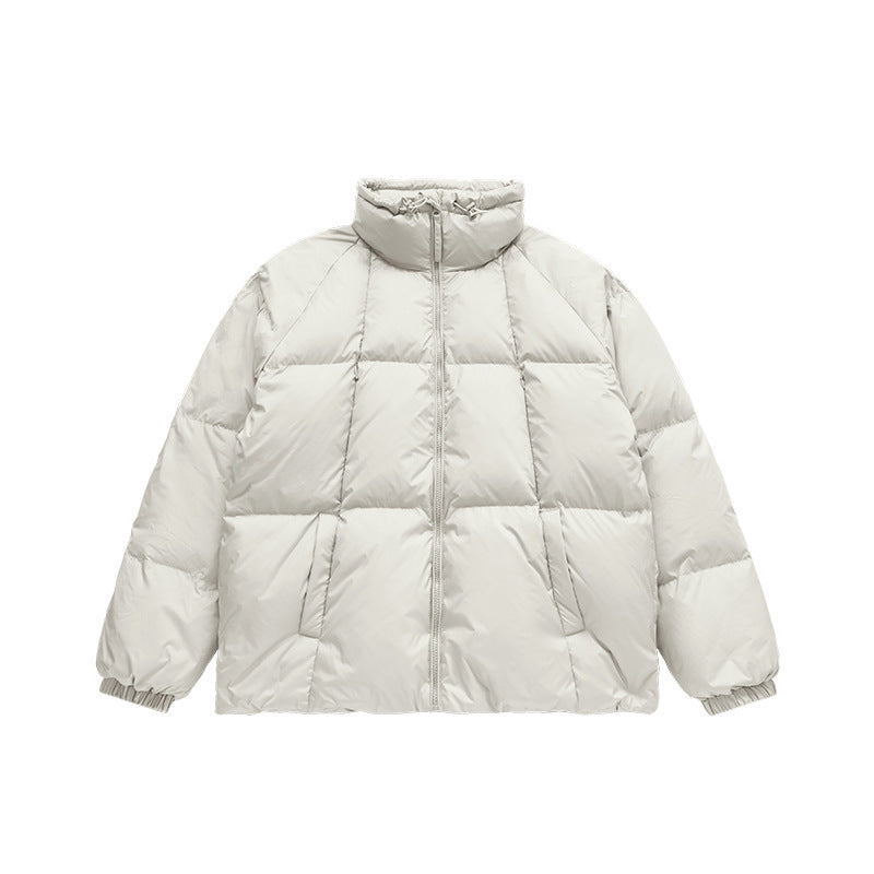 Fashion Men's Solid Color Turtleneck Down Jacket White