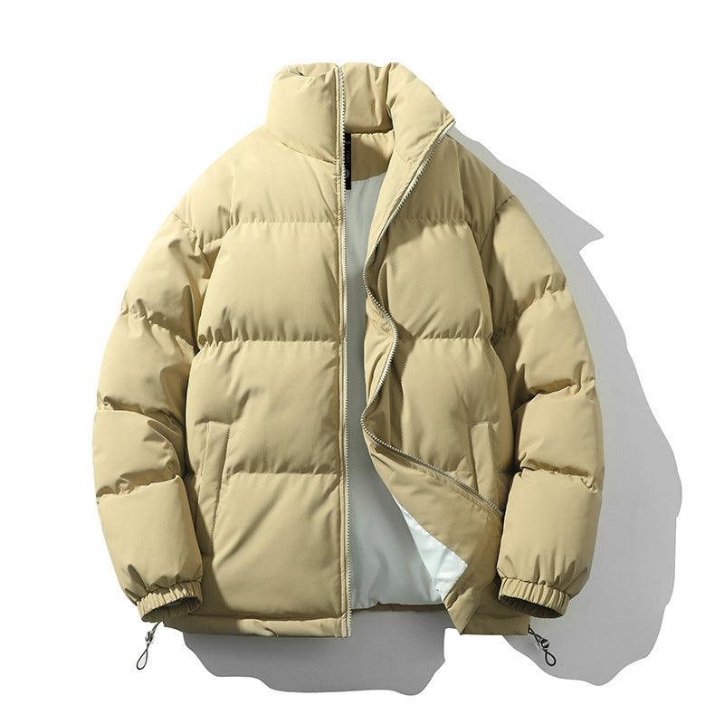 Men's Stand Collar Loose And Warm Down Coat Deep Khaki