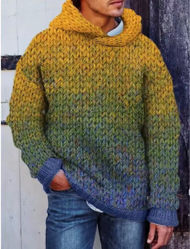 Acetate Fiber Heavy Classic Style Woven Hooded Sweater Yellow