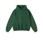 Heavy Fleece-lined Thickened Retro Washed Sweater Dark Green
