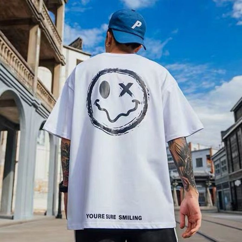 Smiley T-shirt men short sleeve White