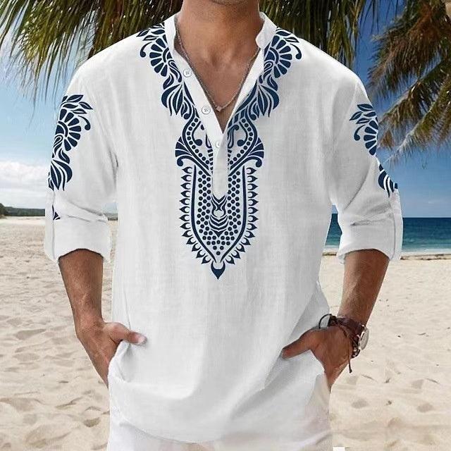 Stand Collar Long Sleeve Shirt White