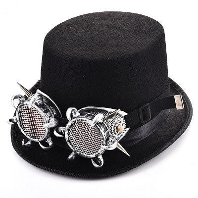 Steampunk Rivet Glasses Top Hat Goth Punk Magic Hat