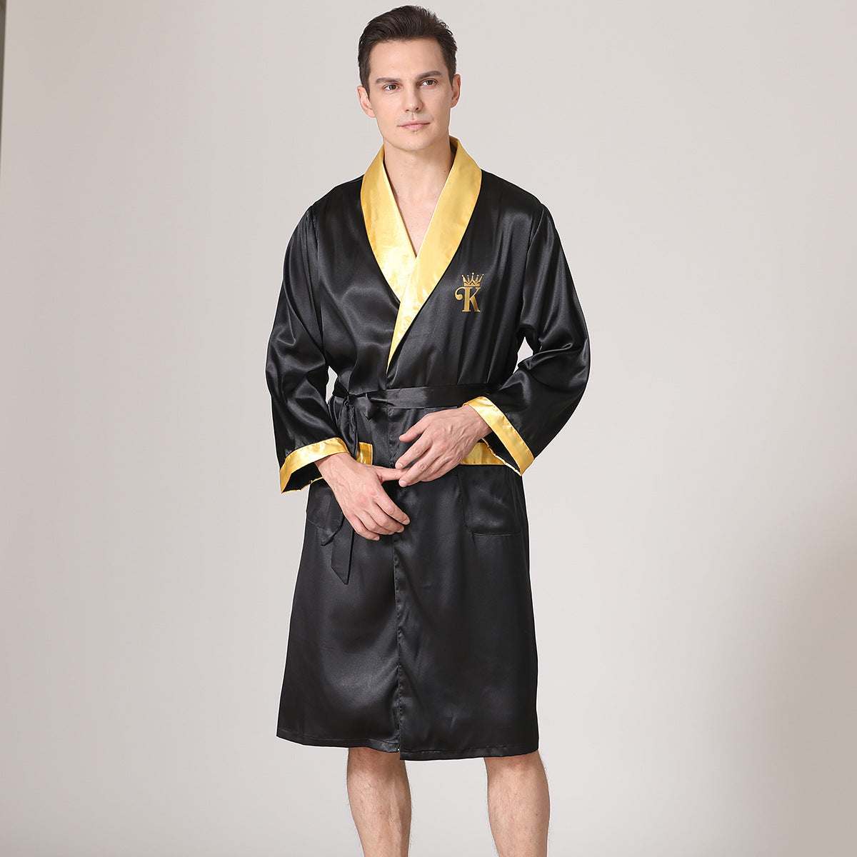 Silk Bathrobe Nightgown Black