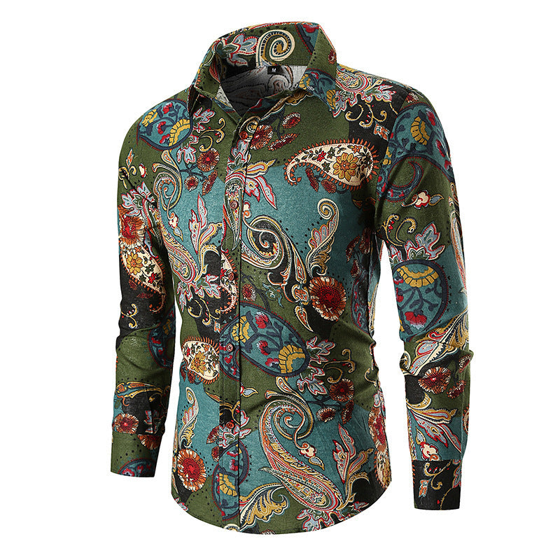 Printed shirt with long sleeves Green