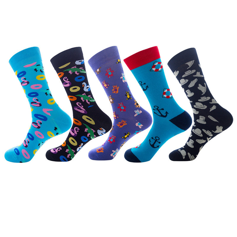 Men's Jacquard Socks B18 One size 5Pair