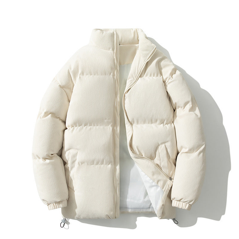 Down Cotton-padded Coat Stand-up Collar Thick Leisure Warm Cotton-padded Outer Apricot