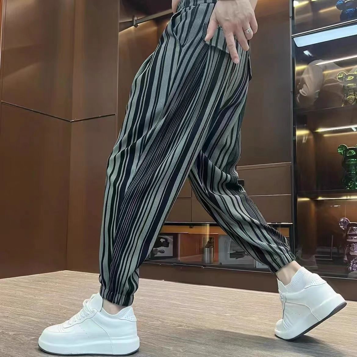 Thin Cropped High-grade Sense Ice Silk Pants