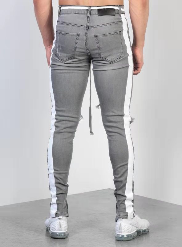 Cross Knee Ripped Zipper Jeans