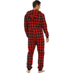 Flannel Check Hooded One-piece Pajamas