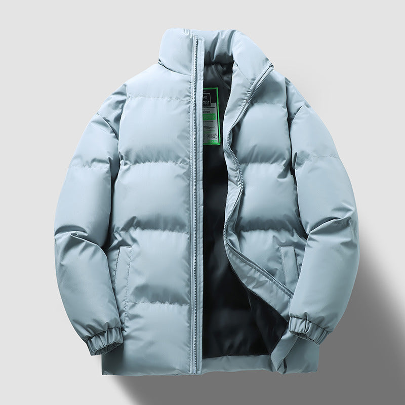 Cotton-padded Coat Thickened Couple Loose Down Jacket Light Blue