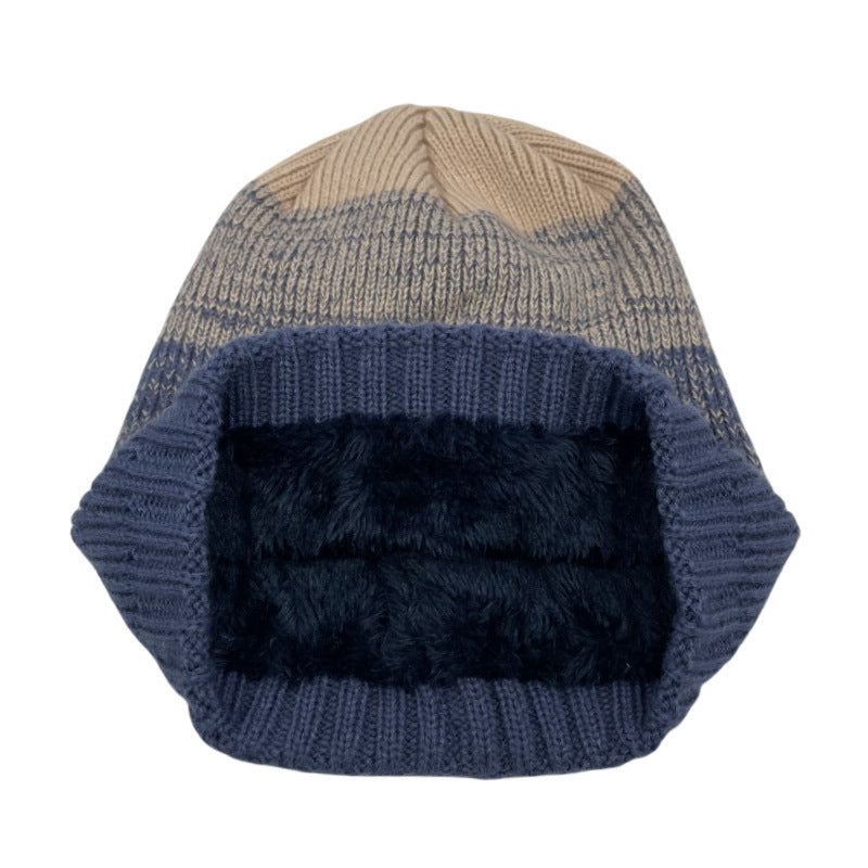 Mixed Color Plus Fluff Knitted Hat