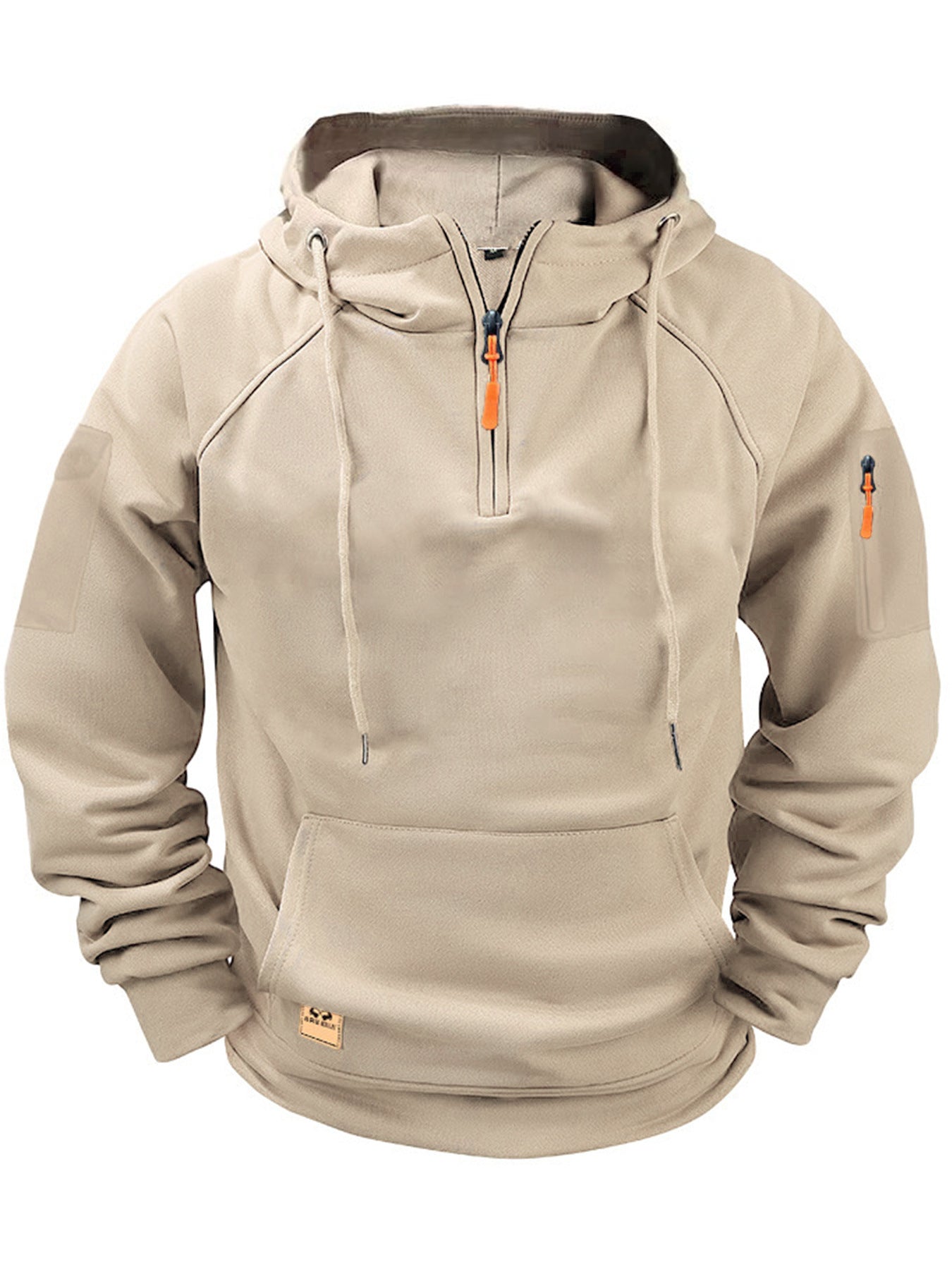 Zipper Multi-pocket Casual Sweatshirt Apricot