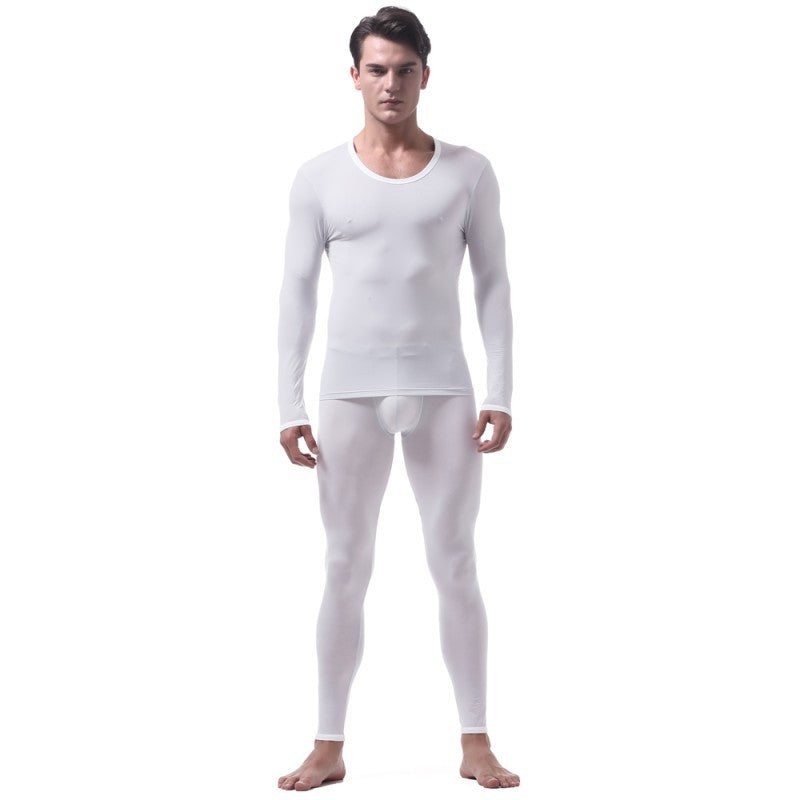 Ice Silk Thermal Underwear Suit White
