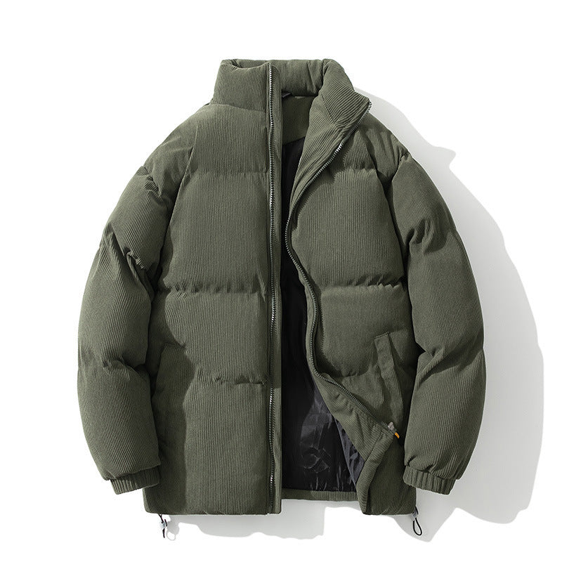 Down Cotton-padded Coat Stand-up Collar Thick Leisure Warm Cotton-padded Outer Army Green