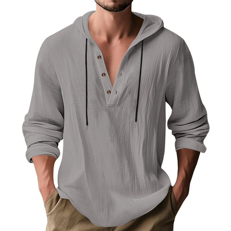 Hooded Casual Loose-fitting Sweater Gray