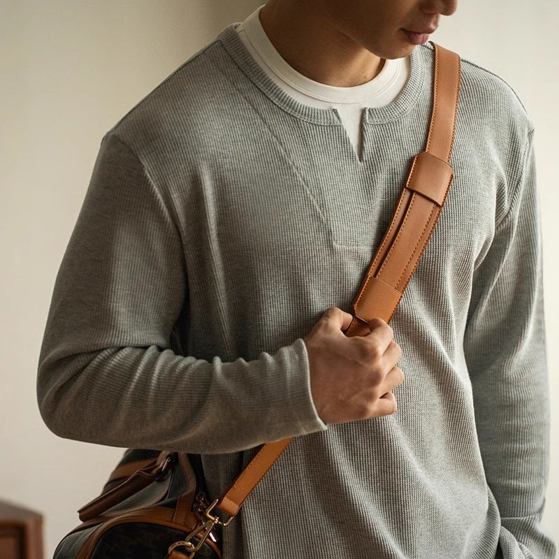 Three-dimensional Waffle Loose False Two Pieces Short Sweater