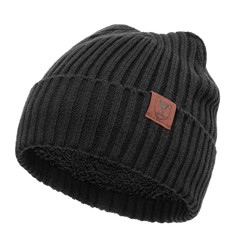 Big Head Circumference Warm Ear Protection Men's Woolen Cap Black Free Size