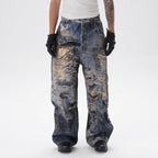 Ripped Graffiti Straight Jeans