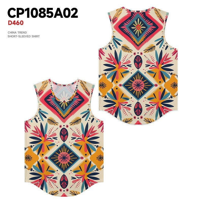 Fashion Trendy Unique Colorful Flower Pattern 3D Printed T-shirt 13H35