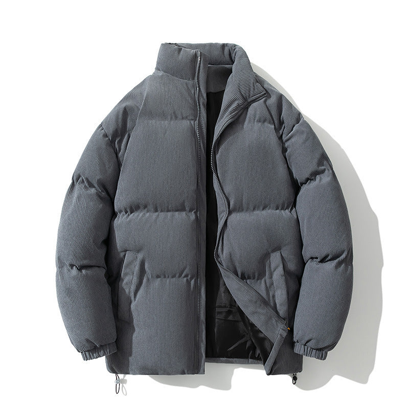 Down Cotton-padded Coat Stand-up Collar Thick Leisure Warm Cotton-padded Outer Dark Gray