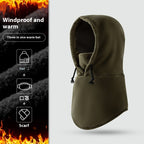 Scarf Solid Color Simple Three-in-one Windproof Neck Protection Cap Army Green Free Size