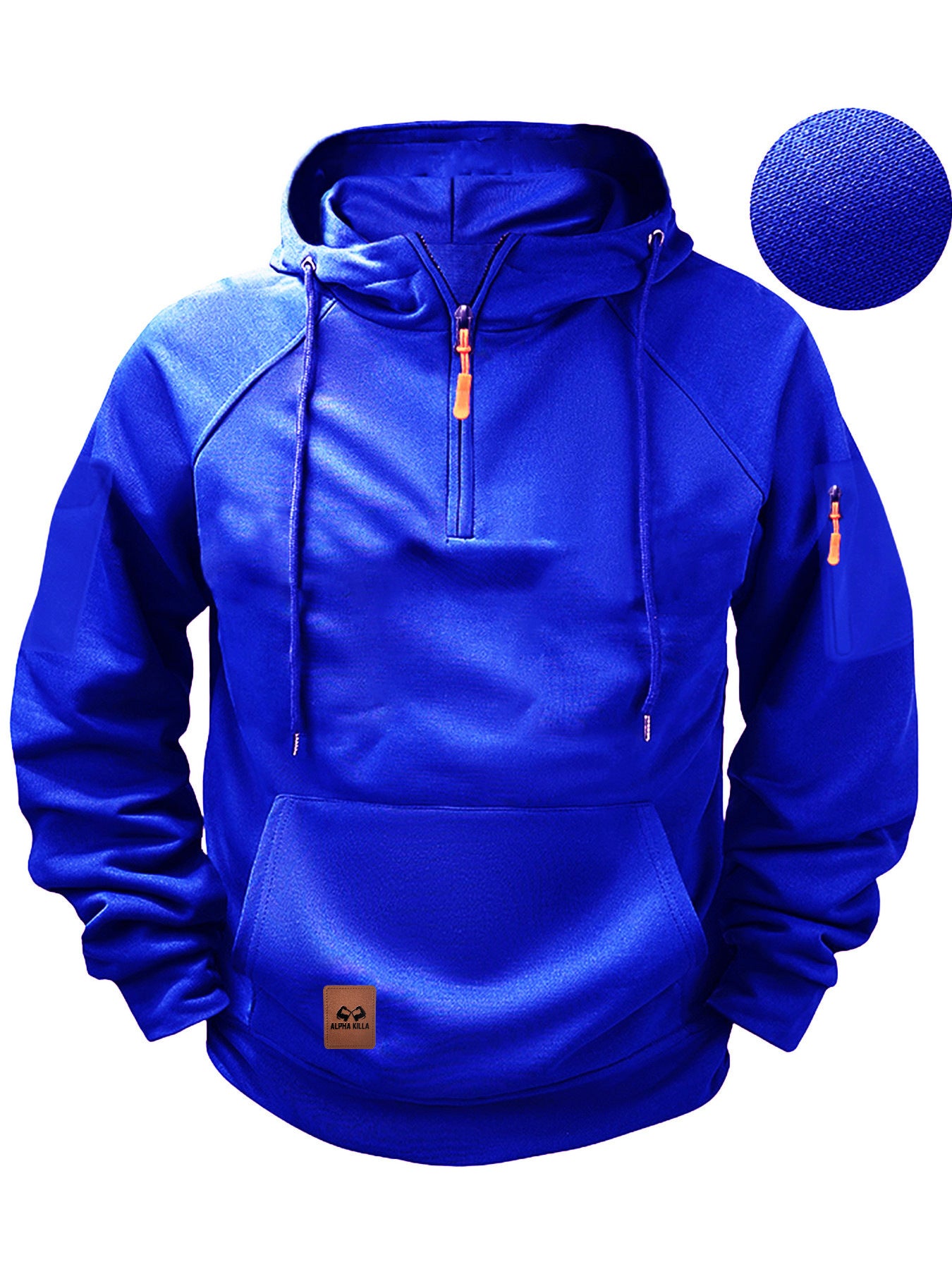 Zipper Multi-pocket Casual Sweatshirt Blue