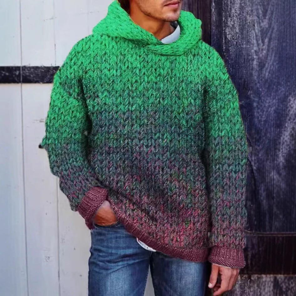 Acetate Fiber Heavy Classic Style Woven Hooded Sweater