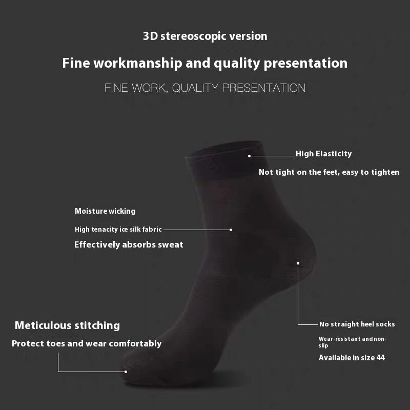 Mercerized Cotton Thin Middle Tube Men's Socks