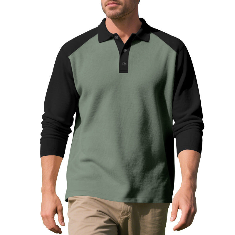 Long-sleeved T-shirt Bottoming Shirt Gray Green With Black Sleeves