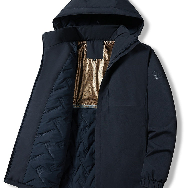Temperature Sensing Windproof Waterproof Down Jacket Blue Black