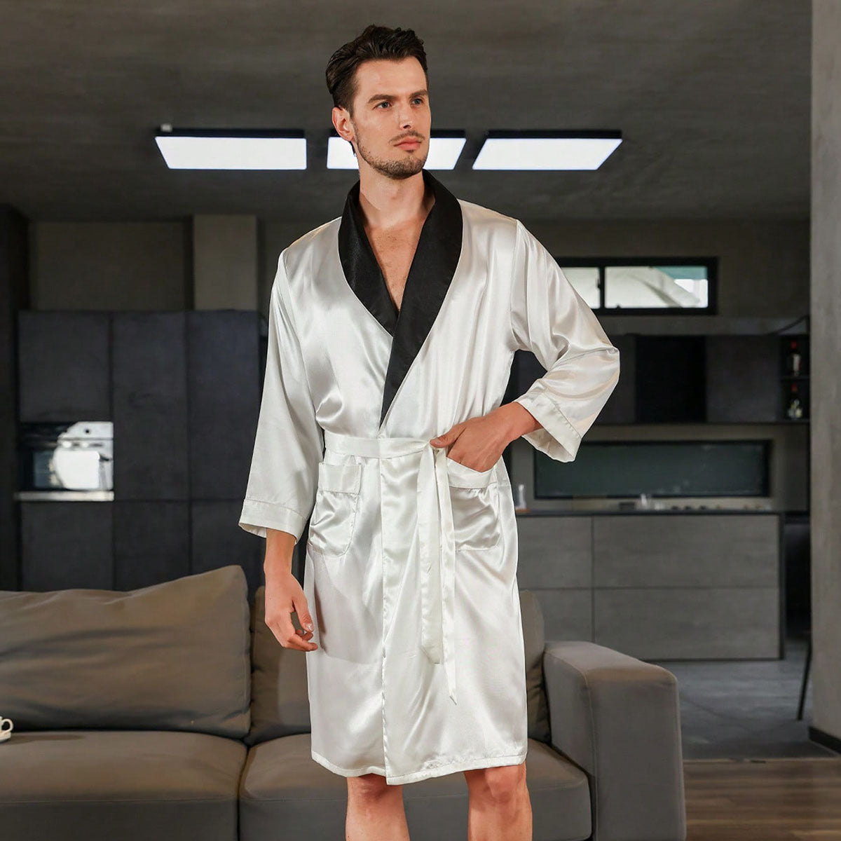 Silk Bathrobe Nightgown White