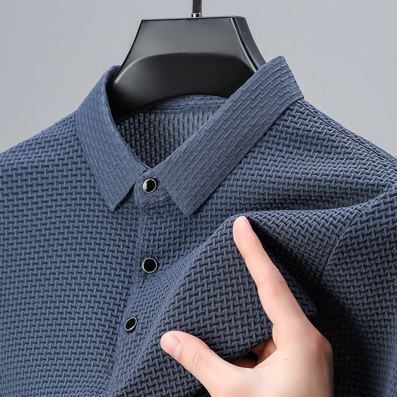 Casual Men's Short-sleeved Polo Shirt MBH8802 Blue
